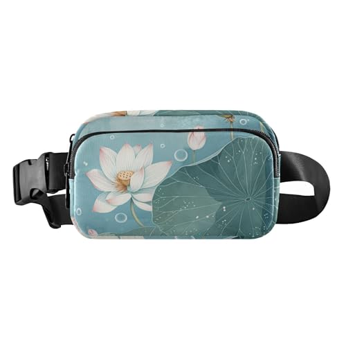 Hüfttasche mit Mondlicht über Blumenteich, für Damen und Herren, wasserabweisend, Umhängetasche mit verstellbarem Riemen für Reisen, Urlaub, Laufen, Mondlicht über Blumenteich, Einheitsgröße, von Amooorous