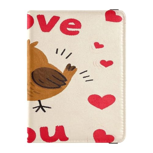 I Love Your Valentine Cartoon Bird Leder dekorative Reisepasshülle für Herren Brieftasche Combo Dokument Organizer Halter Zubehör Ultra Slim, "I love your valentine cartoon bird", 1 size von Amooorous