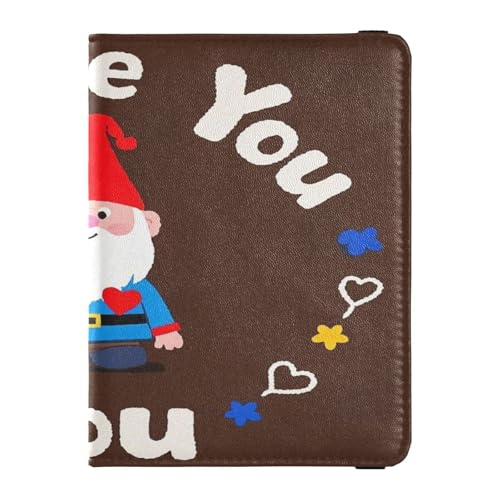 I Love Your Valentine Cartoon Zwerg Leder dekorative Reisebrieftasche für Damen, Reisepasshülle, Reisedokumente, Organizer, Schutz, Reisepasshülle, ultradünn, Ich liebe deinen Valentins-Cartoon-Zwerg, von Amooorous