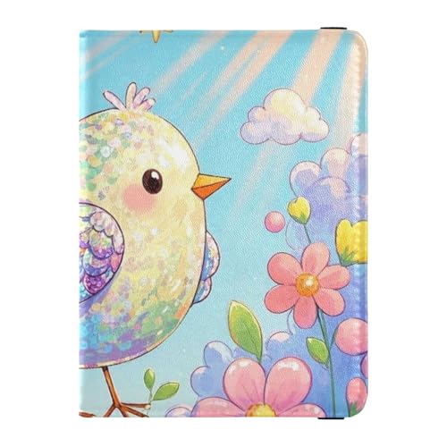 Impfhülle mit niedlichem Cartoon-Pailletten-Motiv, Leder, dekorativer Reisepasshalter für Herren, Impfhülle, niedliches Reisepassbuch, wasserdicht, Niedlicher Cartoon-Vogel mit Pailletten, 1 size von Amooorous