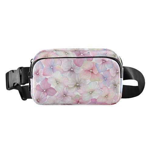 Inflorescence Hüfttasche mit Hortensien, modisch, für Damen und Herren, Mehrzweck-Umhängetasche, Gürteltasche mit verstellbarem Riemen für Radfahren, Wandern, Fitnessstudio, Blütenstand, Hortensien, 1 von Amooorous