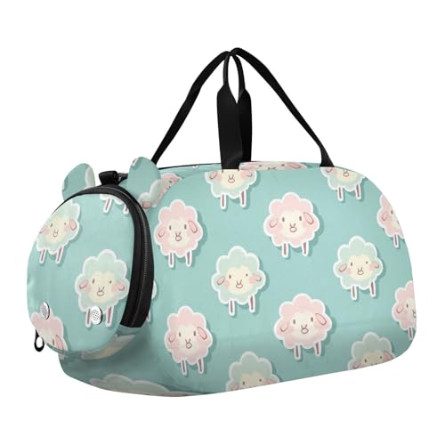 Jungen-Sporttasche, Motiv: Schaf, Esche, Aufkleber, Seeblau, mit Schuhfach, multifunktionale Wochenend-Reisetasche für Reisen, Sport, Duffel, Weekender Jungen-Sporttasche, Motiv: Schaf, Esche, Aufkleber, Seeblau, mit Schuhfach, multifunktionale Wochenend-Reisetasche für Reisen, Sport, Duffel, Weekender von Amooorous