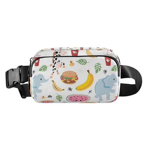 Junk Food Gürteltasche mit Tiermotiven, für Damen und Herren, Mini-Umhängetasche mit verstellbarem Riemen für Reisen, Fitnessstudio, Arbeit von Amooorous