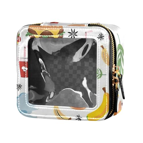Junk Food Make-up-Tasche mit Tiermotiven, schlicht, transparent, Reisetaschen für Toilettenartikel, Leder, Organizer-Taschen für Reisen von Amooorous