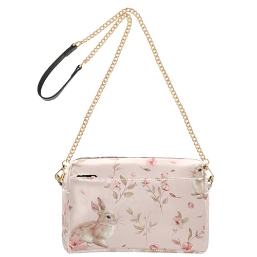 Kaninchen und Blumen Mode Frau Handtasche Schultergurt Veganes Leder Damen Geldbörsen Wasserdicht Schulter Crossover Tasche von Amooorous