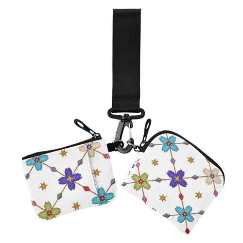 Kariertes Blumenmuster, bunt, Doppel-Münzgeldbörse, Kreditkartenhalter, Geldbörse, schmal, tragbar, Reißverschluss, Münzfach mit Reißverschluss, Münzfach für Damen, 2 Packungen, Kariertes Blumenmuster Kariertes Blumenmuster, bunt, Doppel-Münzgeldbörse, Kreditkartenhalter, Geldbörse, schmal, tragbar, Reißverschluss, Münzfach mit Reißverschluss, Münzfach für Damen, 2 Packungen, Kariertes Blumenmuster von Amooorous