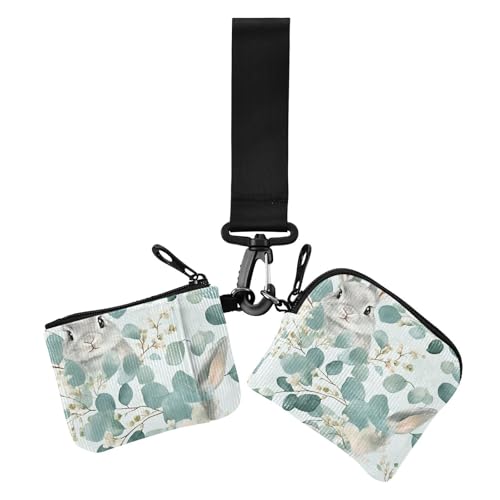 Kartenetui für Damen, Motiv: Frohe Ostern, niedliches braunes Kaninchen, Kleingeldhalter, kompakte Größe, Reißverschluss, Münzfach, Geldbörse mit Reißverschluss, Münzfach für Damen, 2 Packungen, Frohe von Amooorous