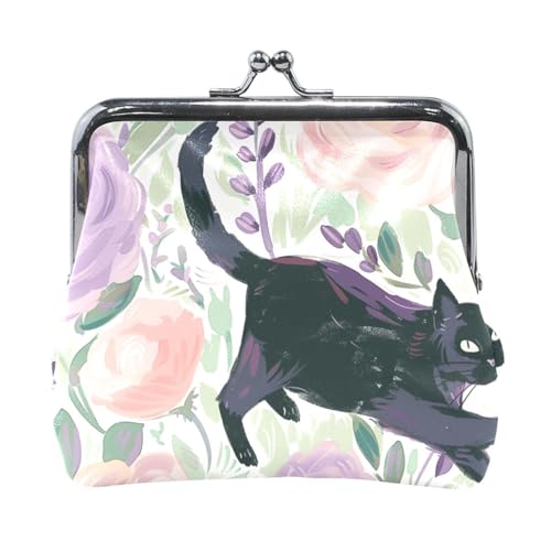 Katze umgeben von Rosen, PU-Leder, kleine Münzen, niedlicher Schmuck-Organizer für Frauen von Amooorous