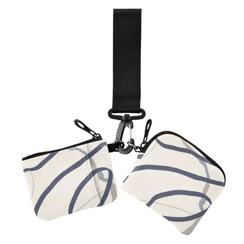 Khaki Designer Simple Stripe Damen Geldbörsen Kartenetuis Minimalistische Reißverschluss Geldbörse Münztasche mit Reißverschluss Münzfach für Arbeit Reisen 2 Stück, Khaki Designer Simple Stripe, 1 von Amooorous