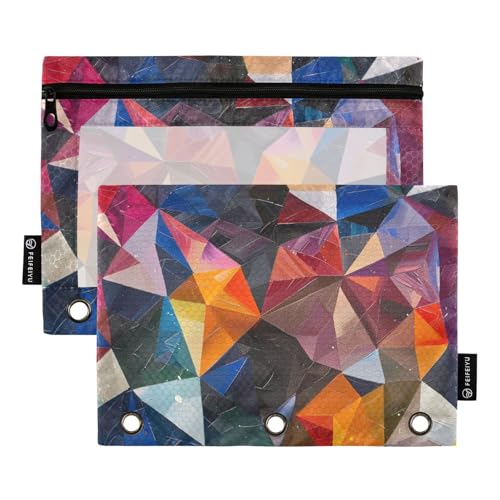 Kinder-Federmäppchen mit transparentem Fenster, farbige Diamanten, Ölgemälde, großes Federmäppchen mit Reißverschluss in verschiedenen Farben, Federmäppchen 3 zur Aufbewahrung von Schulstudenten von Amooorous