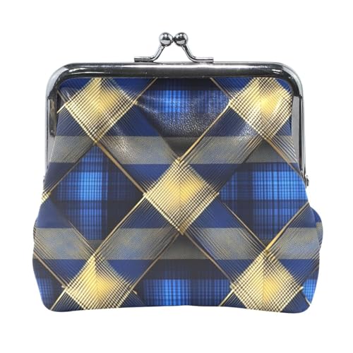 Kleine Geldbörse aus Leder für Damen in Blau und Gold, kariert, niedlich, Mini-Kosmetiktasche für Frauen Kleine Geldbörse aus Leder für Damen in Blau und Gold, kariert, niedlich, Mini-Kosmetiktasche für Frauen von Amooorous