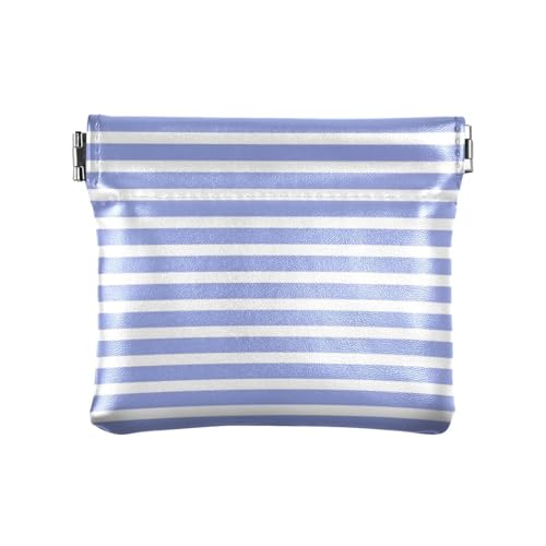 Kleine Geldbörse aus PU-Leder, mit blauen und weißen Streifen, wasserdicht, Schmuck-Organizer für Damen, Blau und Weiß gestreift, 1 size von Amooorous