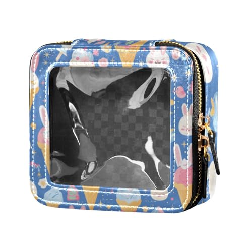 Kleine Make-up-Tasche für Geldbörse, Kosmetiktasche, Mini-Make-up-Behälter für Reisen, Pfirsichblau, transparent von Amooorous