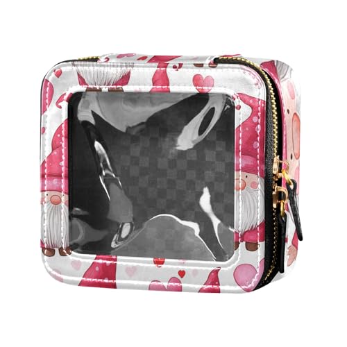 Kleine Make-up-Tasche in Pfirsich-Herzform und Zwergen, transparent, für Toilettenartikel, Kosmetiktasche, Organizer für Reisen von Amooorous