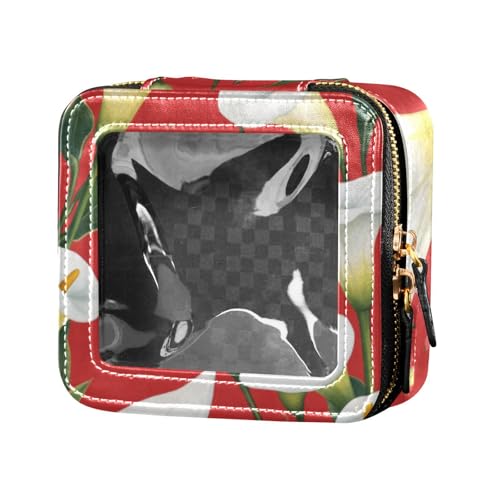 Kleine Make-up-Tasche mit Cartoon-Calla-Lilien-Blumen-Motiv, für Geldbörse, Kosmetiktasche, Mini-Make-up-Behälter für Reisen von Amooorous