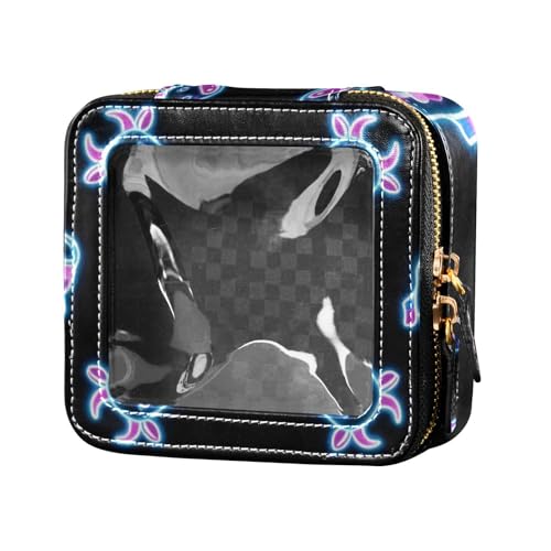 Kleine Make-up-Tasche mit niedlicher neonfarbener fluoreszierender Kuh, transparent, kleine Kosmetiktasche für Geldbörse, Make-up-Organizer zum Fliegen von Amooorous