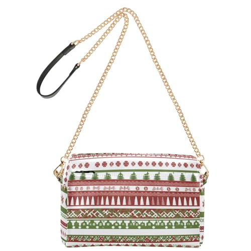 Kleine Umhängetasche für Damen, weihnachtliches Design, gestreift, veganes Leder, modische Geldbörse, Reißverschluss, Schultertasche von Amooorous