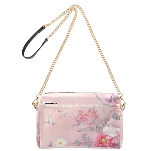Kleine Umhängetasche im chinesischen Stil mit Blumenmuster, für Damen, veganes Leder, Umhängetasche, Reißverschluss, Schultertasche, Crossover-Tasche von Amooorous