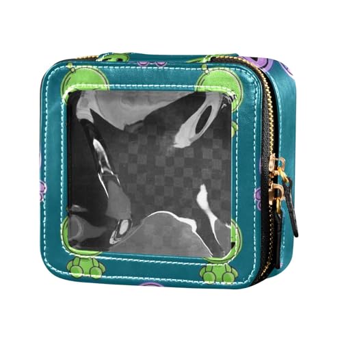 Kosmetiktasche, Cartoon-Motiv, niedlich, grün, Aliens, transparent, kleine Kulturbeutel, tragbarer Make-up-Organizer für Fliegen von Amooorous