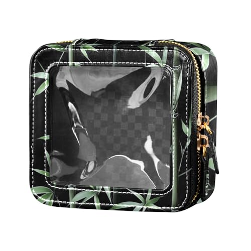 Kosmetiktasche, Reise-Kulturbeutel, Reise-Kosmetiktasche für Damen, Schwarz / Grün von Amooorous