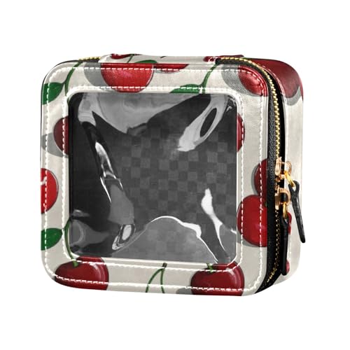 Kosmetiktasche für Ölgemälde mit roter Kirsche, transparent, Hautpflege-Tasche, Make-up-Organizer für Reisen von Amooorous