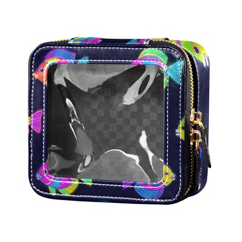 Kosmetiktasche im Sommer, Neonfarben, tropische Fische, Organizer, Kulturbeutel, Make-up-Organizer für Reisen von Amooorous