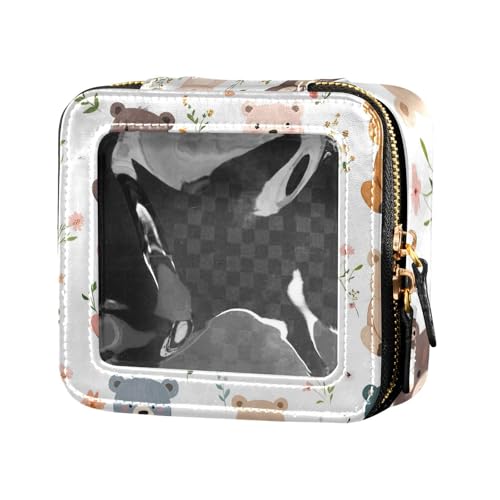 Kosmetiktasche mit Cartoon-Bär-Motiv, bunt, transparent, kleine Kulturbeutel, Make-up-Tasche, Organizer für Damen von Amooorous