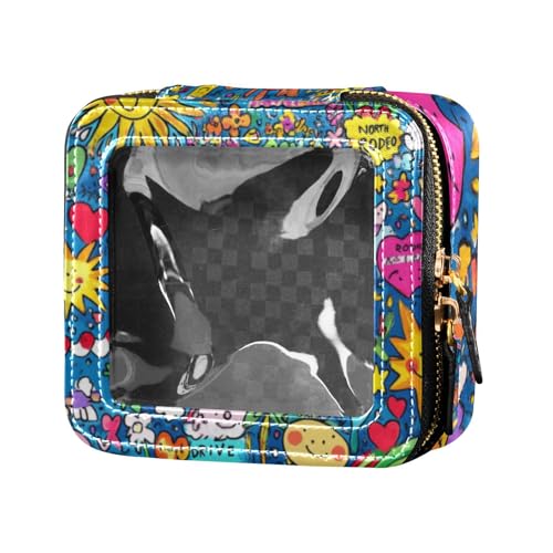 Kosmetiktasche mit Cartoon-Kritzeleien, bunt, Organizer, Hautpflege, Make-up-Organizer für Reisen von Amooorous