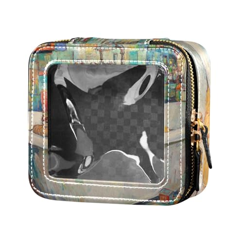 Kosmetiktasche mit Cartoon-Motiv, Motiv: niedliche gelbe Katze, Reise-Make-up-Tasche, transparenter Kulturbeutel, Make-up-Organizer für Reisen von Amooorous