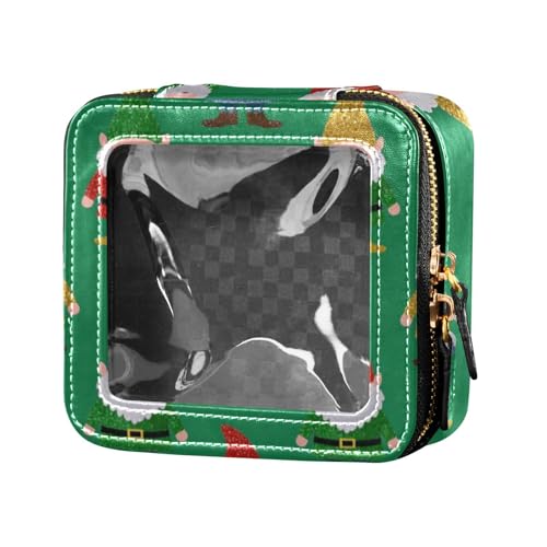 Kosmetiktasche mit Cartoon-Pailletten, Motiv: Frohe Weihnachten, Zwerge, niedlich, transparent, Kulturbeutel, tragbarer Make-up-Organizer für Reisen von Amooorous