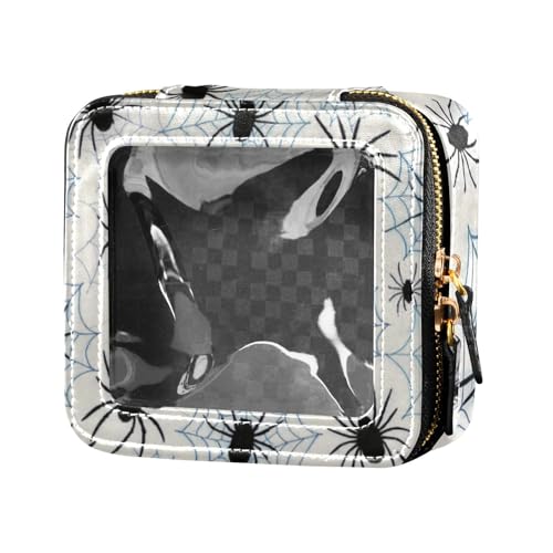 Kosmetiktasche mit Cartoon-Web-Silhouetten, Organizer, Hautpflege, tragbar, für Reisen, Beige von Amooorous