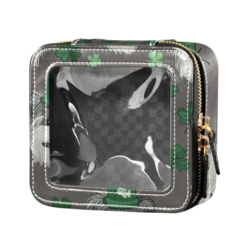 Kosmetiktasche mit Reißverschluss, Cartoon-Motiv, Motiv: St. Parikh's Day, niedlich, transparent, mit Reißverschluss, tragbarer Make-up-Organizer zum Fliegen, Grau von Amooorous