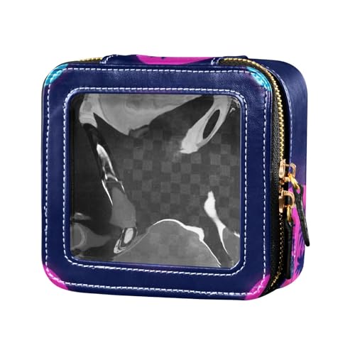 Kosmetiktasche mit Reißverschluss, Motiv: Sommer-Kokosbaum, Sonnenuntergang, Strand, niedlich, transparent, Kulturbeutel mit Reißverschluss, Make-up-Organizer für Reisen von Amooorous