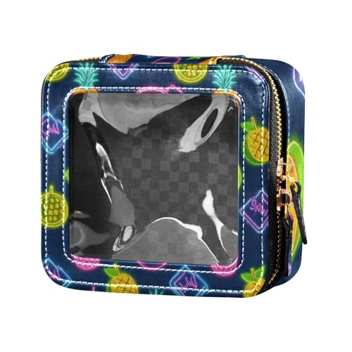 Kosmetiktasche mit Reißverschluss, Neon, Kokosnuss, Obst, Ananas, Kosmetiktasche, Make-up-Organizer zum Fliegen von Amooorous