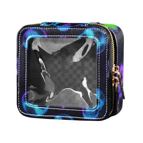 Kosmetiktasche mit Reißverschluss, fluoreszierender Totenkopf, transparent, mit Reißverschluss, Make-up-Organizer zum Fliegen von Amooorous