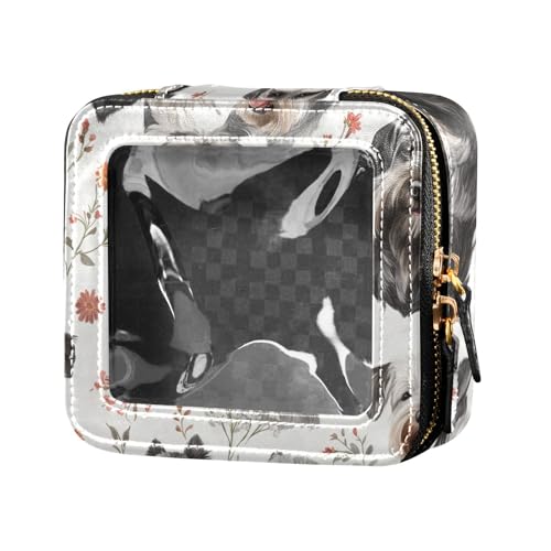 Kosmetiktasche mit Schnauzer-Motiv, transparent, Reisetasche, Reisetasche, Kosmetik-Organizer für Damen, Grau von Amooorous