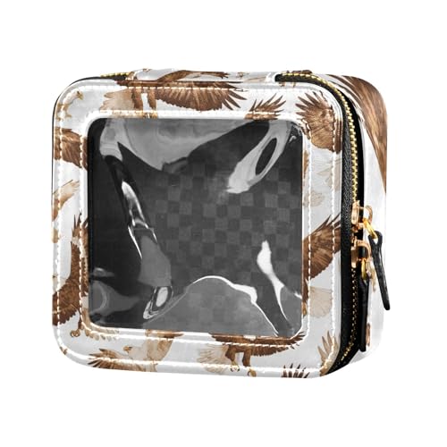 Kosmetiktasche mit Vogelmotiv, transparent, wasserdicht, Reise-Kulturbeutel, Kosmetiktasche, Organizer für Damen, Grau-Braun von Amooorous
