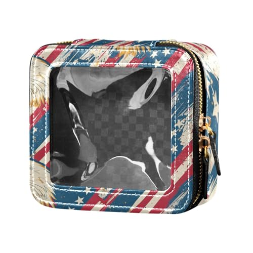 Kosmetiktasche mit amerikanischer Flagge, Motiv: Wildvögel, klein, wasserdicht, Reise-Kulturbeutel, Kosmetiktasche mit Reißverschluss für Damen von Amooorous