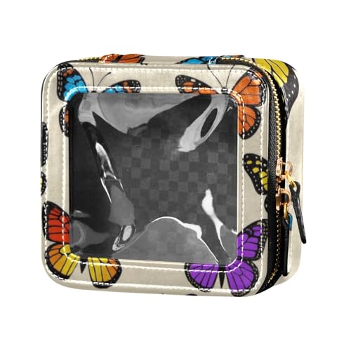 Kosmetiktasche mit buntem Schmetterling, mit Reißverschluss, wasserdicht, Reise-Kulturbeutel, tragbarer Make-up-Organizer für Reisen von Amooorous