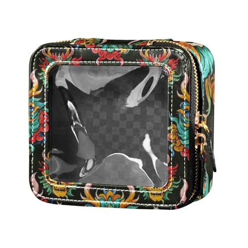 Kosmetiktasche mit chinesischem Drachenschädel, transparent, klein, Kulturbeutel, Kosmetik-Organizer für Reisen von Amooorous