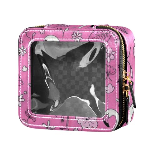 Kosmetiktasche mit elegantem Tiermotiv, Flamingo, pfirsichfarben, Organizer, Kulturbeutel mit Reißverschluss, Reise-Kosmetiktasche zum Fliegen von Amooorous