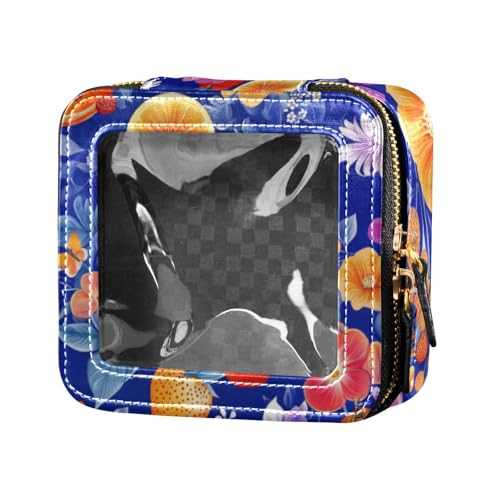 Kosmetiktasche mit frischen Lachbeeren, Früchten, königsblau, Mini-Make-up-Behälter für Damen von Amooorous