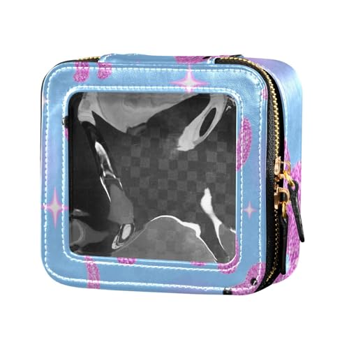 Kosmetiktasche mit künstlichem Glitzer-Cartoon-Hund, blau, durchsichtig, Make-up-Organizer für Reisen von Amooorous