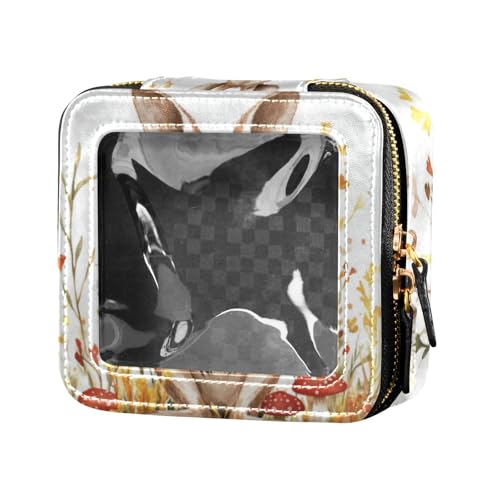 Kosmetiktasche mit niedlichem Känguru-Muster, braune Blume, Pilz, niedlicher Make-up-Tasche, Kulturbeutel, Kosmetik-Organizer für Reisen von Amooorous