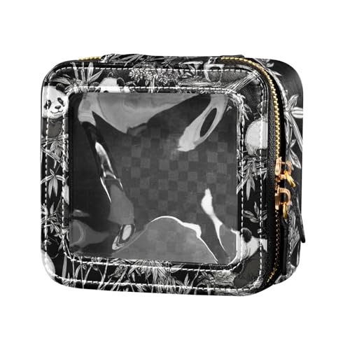 Kosmetiktasche mit niedlichem Panda-Motiv, transparent, Reise-Kulturbeutel, tragbarer Make-up-Organizer für Fliegen von Amooorous