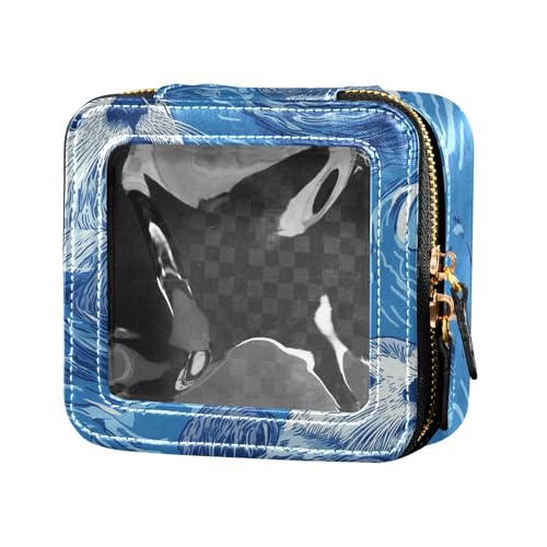 Kosmetiktasche mit niedlichem blauen Otter-Design, transparenter Kulturbeutel, Kosmetik-Organizer für Reisen von Amooorous