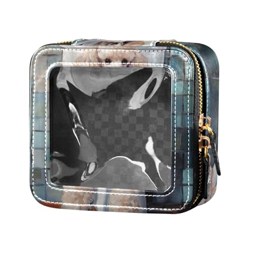 Kosmetiktasche mit niedlichem weißem Hund, Zeitung, niedlich, Reise-Make-up-Tasche, transparent, kleine Kosmetiktasche für Geldbörse, Mini-Make-up-Behälter für Reisen von Amooorous
