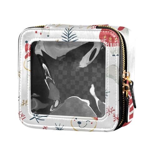 Kosmetiktasche mit niedlichem weißem Weihnachtshund, transparent, kleine Make-up-Tasche für Geldbörse, wasserdicht, Reise-Kulturbeutel, Make-up-Organizer für Fliegen von Amooorous