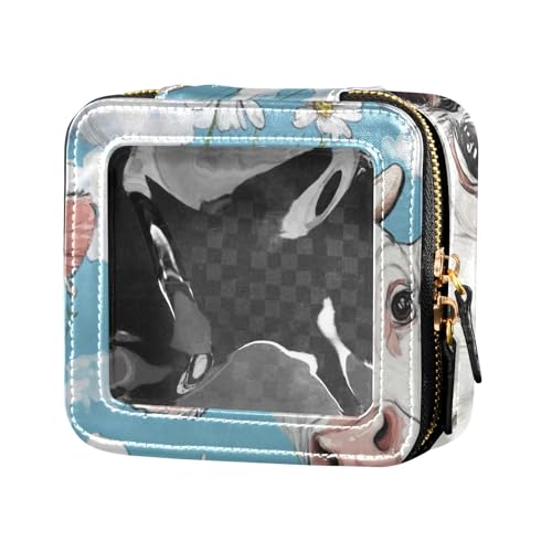 Kosmetiktasche mit niedlicher weißer Kuh, transparent, kleine Kosmetiktasche, Kosmetiktasche, Organizer für Reisen von Amooorous