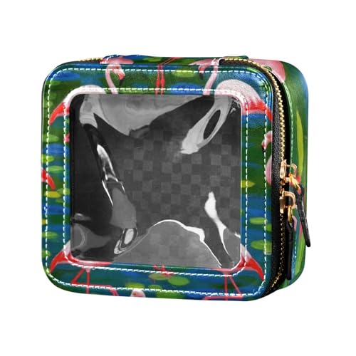 Kosmetiktasche mit rosa Flamingos in Ölgemälde, transparent, für Geldbörse, Kulturbeutel mit Reißverschluss, Reise-Kosmetiktasche für Damen von Amooorous